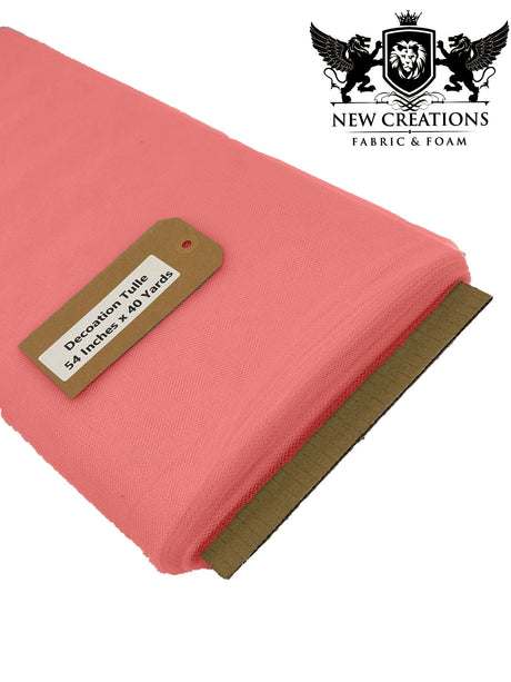 Coral Tutu Tulle Fabric - Coral Sheer Netting, 54" Width (5 Yards)