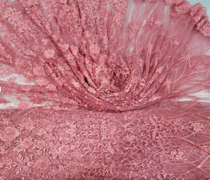 Beaded Lace Floral Coral
