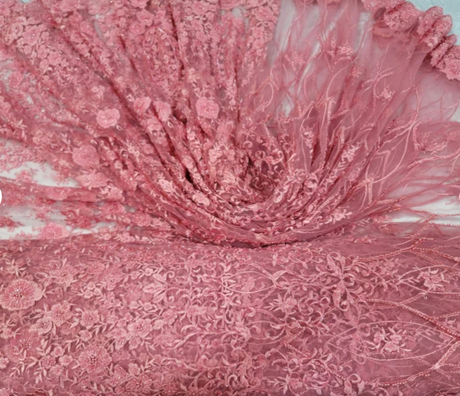 Beaded Lace Floral Coral