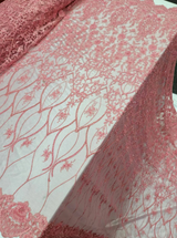 Beaded Lace Floral Coral