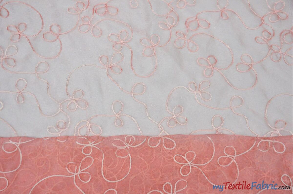 Fantasia Sheer Organza Embroidery Fabric - Embroidered Floral Sheer, 54" Width, Multiple Colors (1 Yard)