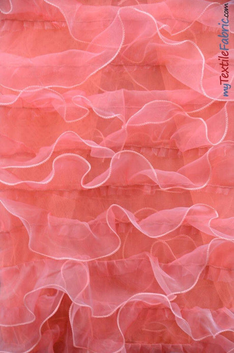 Organza Ruffled Mesh Polyester Fabric - Layered Ruffle Mesh, 57" Wide, Multiple Colors (1 Yard)