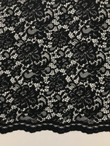 Black Vintage Corded Lace Polyester Fabric - Black, Vintage Corded Lace, 52/54" Width (1 Yard)