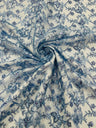 Corded Lace Butterfly Design Polyester Fabric - Butterfly Embroidered Sequin Mesh Lace, 50-54" Width (1 Yard)