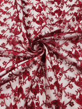 Corded Lace Butterfly Design Polyester Fabric - Butterfly Embroidered Sequin Mesh Lace, 50-54" Width (1 Yard)