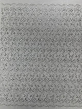 Corded Lace Butterfly Design Polyester Fabric - Butterfly Embroidered Sequin Mesh Lace, 50-54" Width (1 Yard)