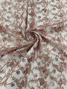 Corded Lace Butterfly Design Polyester Fabric - Butterfly Embroidered Sequin Mesh Lace, 50-54" Width (1 Yard)