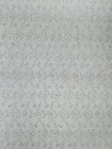 Corded Lace Butterfly Design Polyester Fabric - Butterfly Embroidered Sequin Mesh Lace, 50-54" Width (1 Yard)