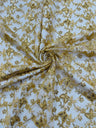Corded Lace Butterfly Design Polyester Fabric - Butterfly Embroidered Sequin Mesh Lace, 50-54" Width (1 Yard)