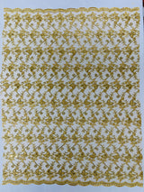 Corded Lace Butterfly Design Polyester Fabric - Butterfly Embroidered Sequin Mesh Lace, 50-54" Width (1 Yard)
