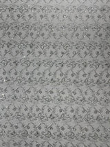 Corded Lace Butterfly Design Polyester Fabric - Butterfly Embroidered Sequin Mesh Lace, 50-54" Width (1 Yard)