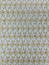 Corded Lace Butterfly Design Polyester Fabric - Butterfly Embroidered Sequin Mesh Lace, 50-54" Width (1 Yard)