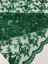 Corded Lace Butterfly Design Polyester Fabric - Butterfly Embroidered Sequin Mesh Lace, 50-54" Width (1 Yard)
