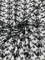 Corded Lace Butterfly Design Polyester Fabric - Butterfly Embroidered Sequin Mesh Lace, 50-54" Width (1 Yard)