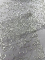 Butterfly Corded Lace Fabric - Butterfly Embroidery, Metallic Sequins, 54" Width (1 Yard)