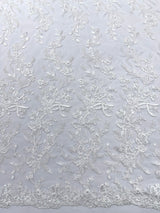 Butterfly Corded Lace Fabric - Butterfly Embroidery, Metallic Sequins, 54" Width (1 Yard)
