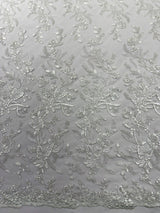 Butterfly Corded Lace Fabric - Butterfly Embroidery, Metallic Sequins, 54" Width (1 Yard)