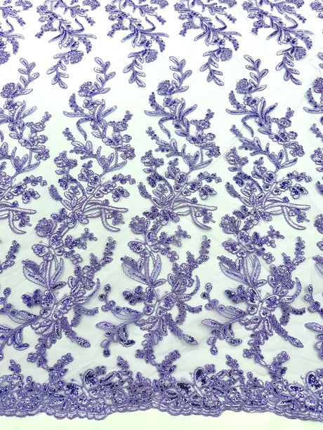 Butterfly Corded Lace Fabric - Butterfly Embroidery, Metallic Sequins, 54" Width (1 Yard)