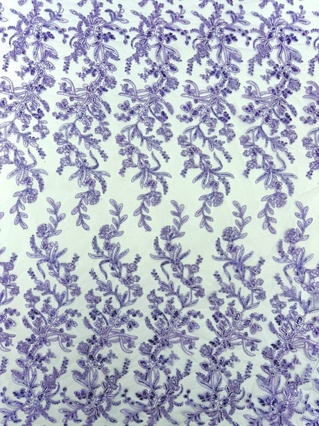 Butterfly Corded Lace Fabric - Butterfly Embroidery, Metallic Sequins, 54" Width (1 Yard)