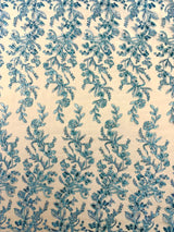 Butterfly Corded Lace Fabric - Butterfly Embroidery, Metallic Sequins, 54" Width (1 Yard)