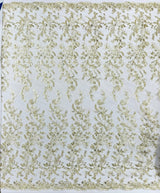 Butterfly Corded Lace Fabric - Butterfly Embroidery, Metallic Sequins, 54" Width (1 Yard)
