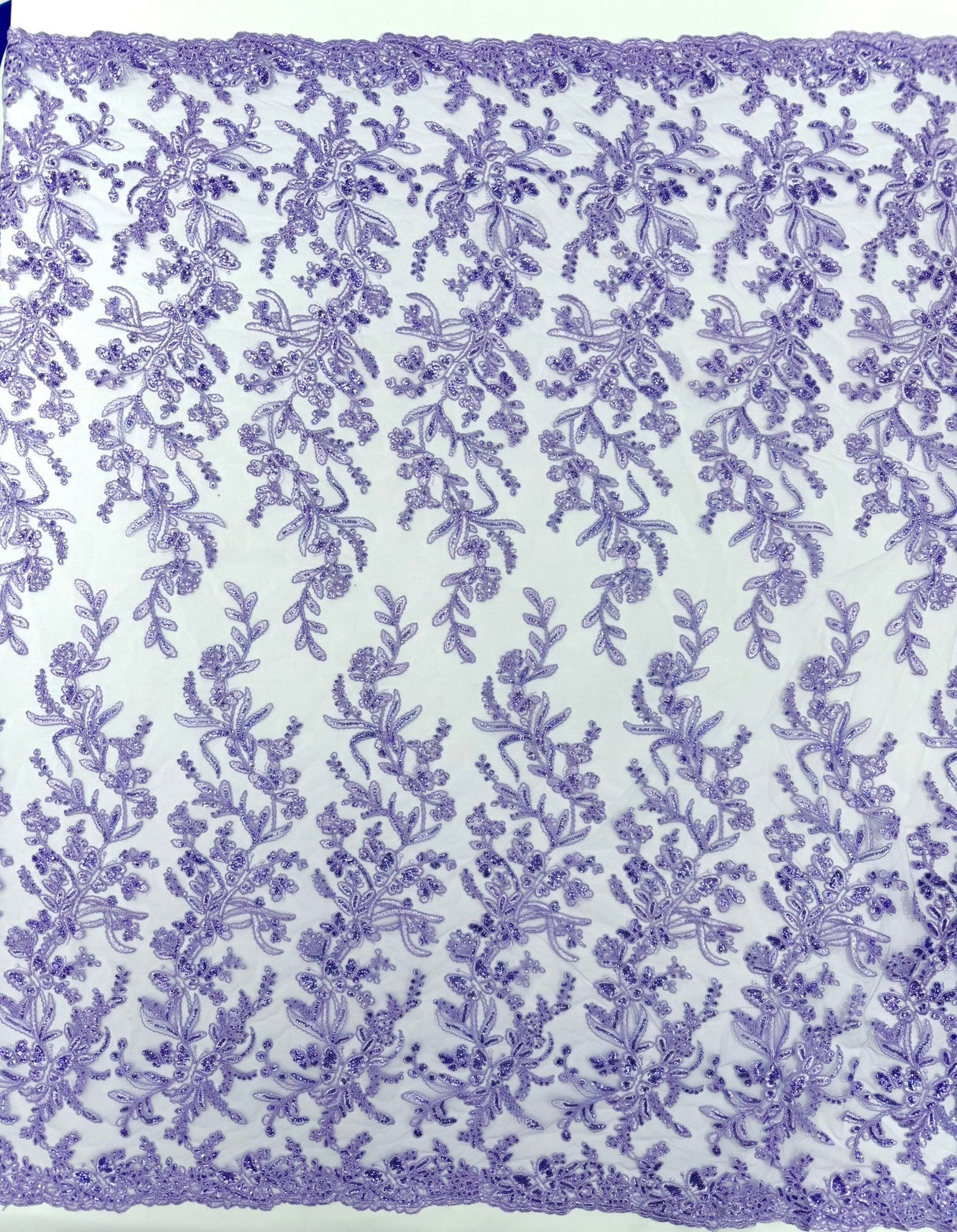 Butterfly Corded Lace Fabric - Butterfly Embroidery, Metallic Sequins, 54" Width (1 Yard)