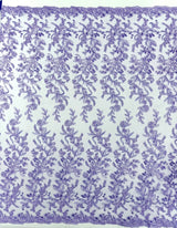 Butterfly Corded Lace Fabric - Butterfly Embroidery, Metallic Sequins, 54" Width (1 Yard)
