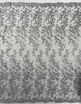 Butterfly Corded Lace Fabric - Butterfly Embroidery, Metallic Sequins, 54" Width (1 Yard)