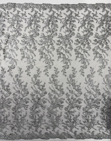 Butterfly Corded Lace Fabric - Butterfly Embroidery, Metallic Sequins, 54" Width (1 Yard)