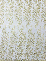 Butterfly Corded Lace Fabric - Butterfly Embroidery, Metallic Sequins, 54" Width (1 Yard)