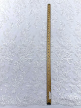 Butterfly Corded Lace Fabric - Butterfly Embroidery, Metallic Sequins, 54" Width (1 Yard)