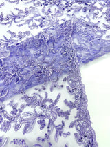Butterfly Corded Lace Fabric - Butterfly Embroidery, Metallic Sequins, 54" Width (1 Yard)