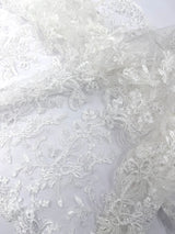 Butterfly Corded Lace Fabric - Butterfly Embroidery, Metallic Sequins, 54" Width (1 Yard)