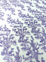 Butterfly Corded Lace Fabric - Butterfly Embroidery, Metallic Sequins, 54" Width (1 Yard)