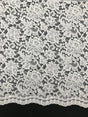 Vintage Corded Lace Polyester Fabric - White Sheer Lace, 52/54" Width