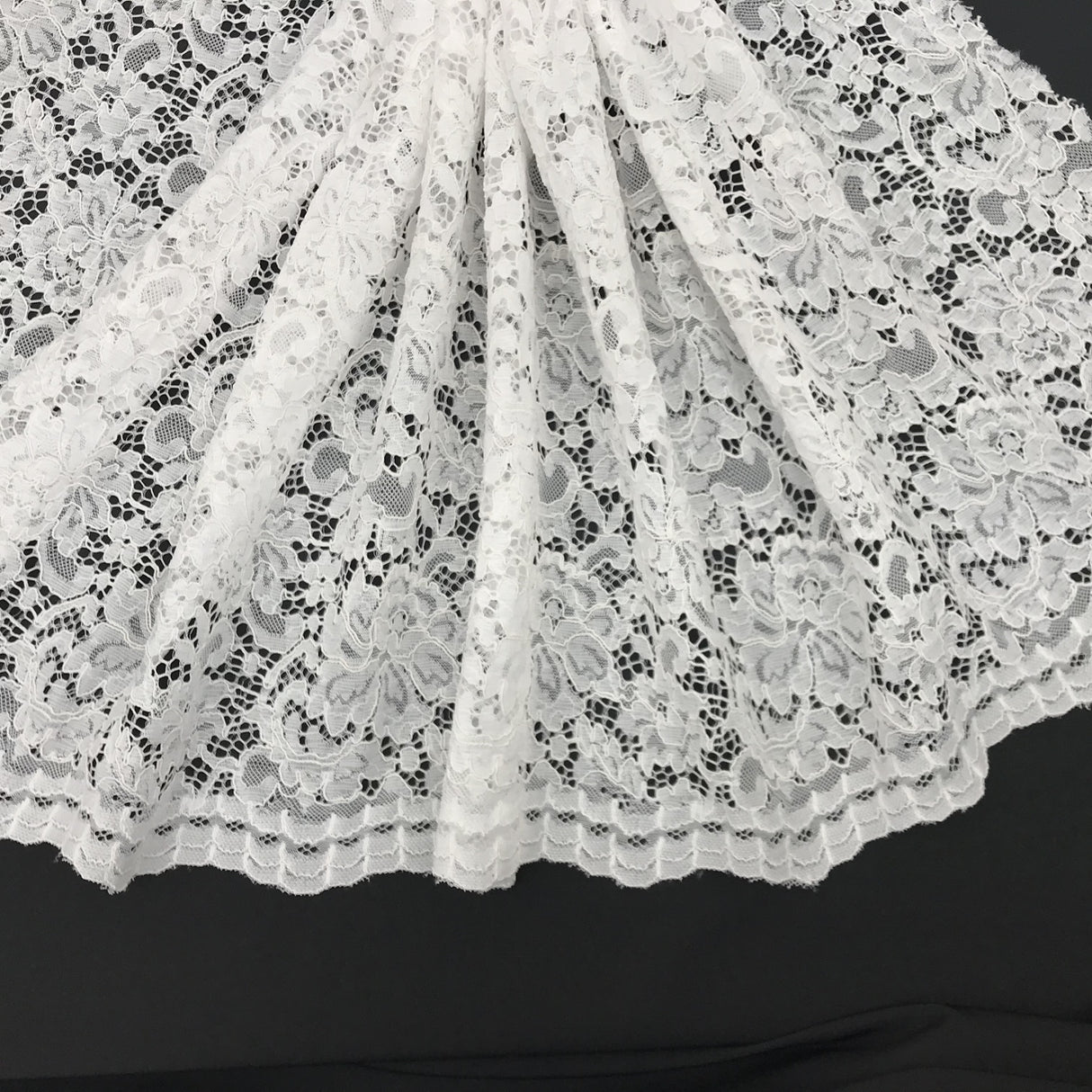 Vintage Corded Lace Polyester Fabric - White Sheer Lace, 52/54" Width
