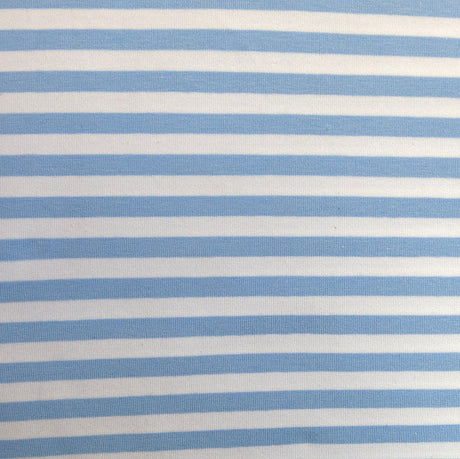 Cotton Lycra Cornflower and White Stripe Knit Fabric