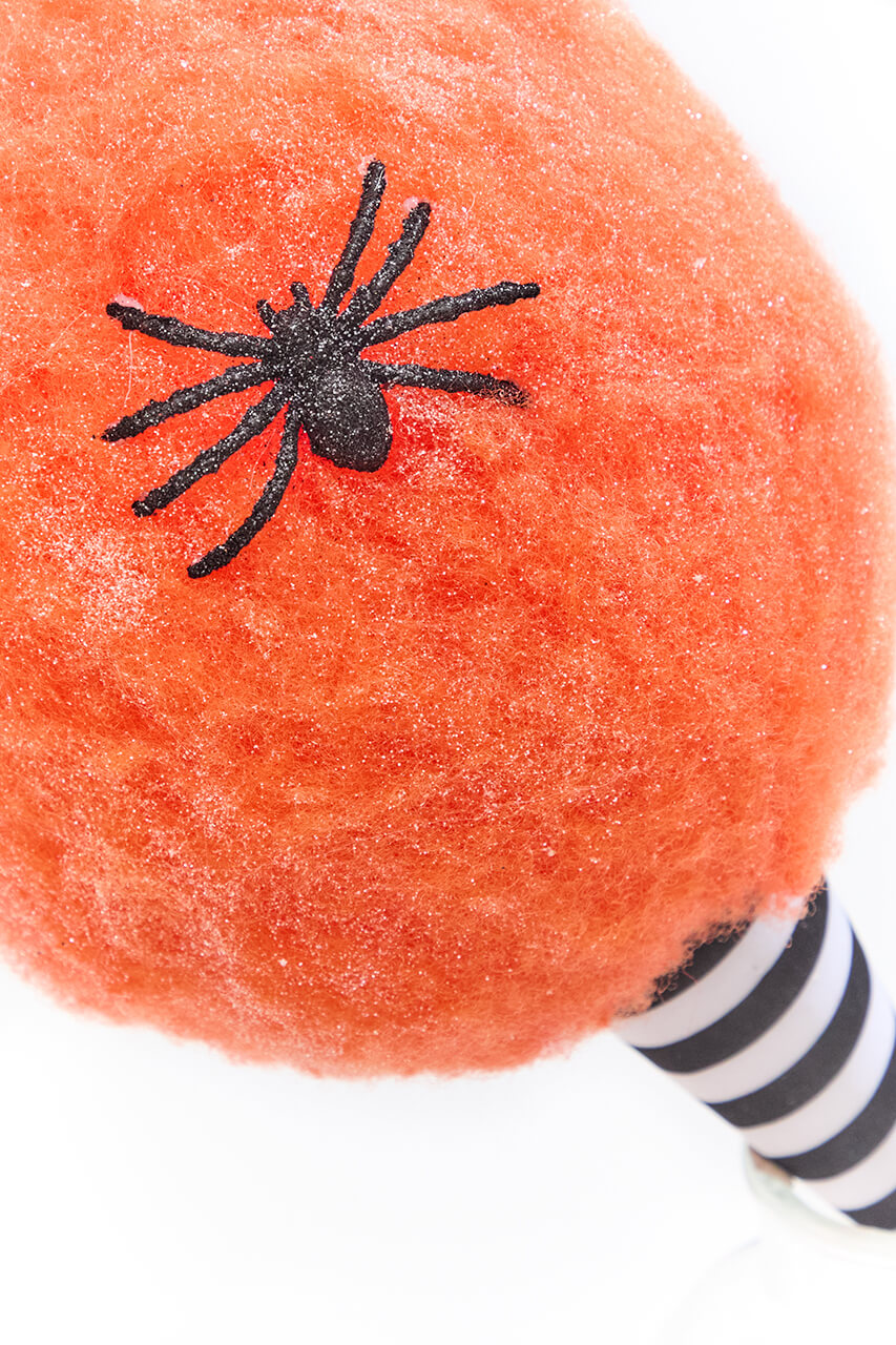 14" Orange Glitter Cotton Candy Halloween Ornament