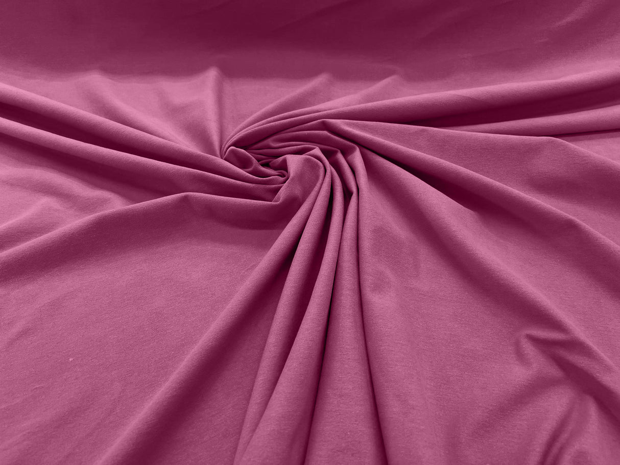 Cotton Jersey Spandex Knit Cotton Spandex Fabric - 58/60" Width, 50% Vertical Stretch, 25% Horizontal Stretch, 180 GSM (1 Yard)