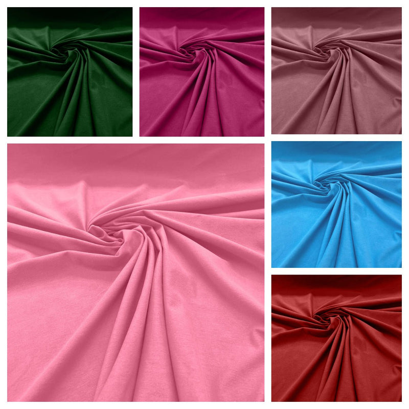 Cotton Jersey Spandex Knit Cotton Spandex Fabric - 58/60" Width, 50% Vertical Stretch, 25% Horizontal Stretch, 180 GSM (1 Yard)