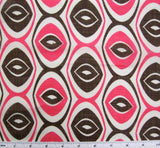 1 Yard Cotton Voile Fabric Print Pink Brown 56/58" Width Lightweight Apparel Fabric