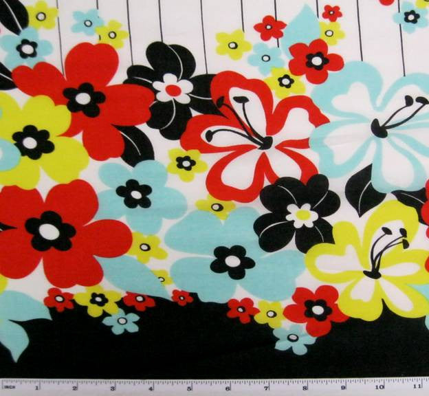 Cotton Lawn Print Multi Color Red Print 7M355 Double Border Cotton Fabric - Multi Color Red Print, 56/58" Width (1 Yard)