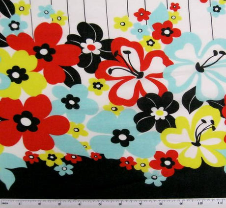 Cotton Lawn Print Multi Color Red Print 7M355 Double Border Cotton Fabric - Multi Color Red Print, 56/58" Width (1 Yard)