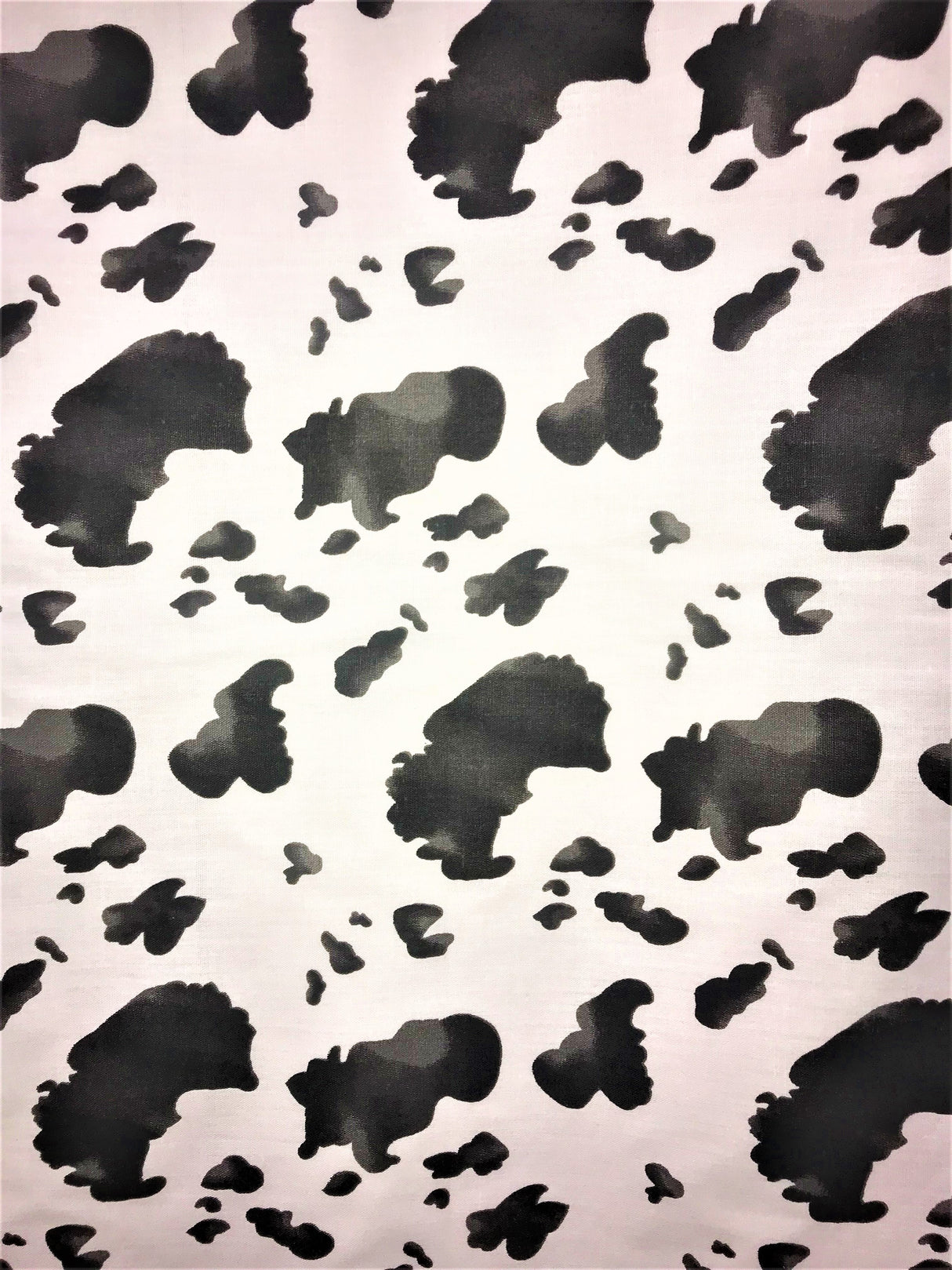 Black Cow Poly Cotton Fabric - Black Cow Print, 59/60" Width (1 Yard)