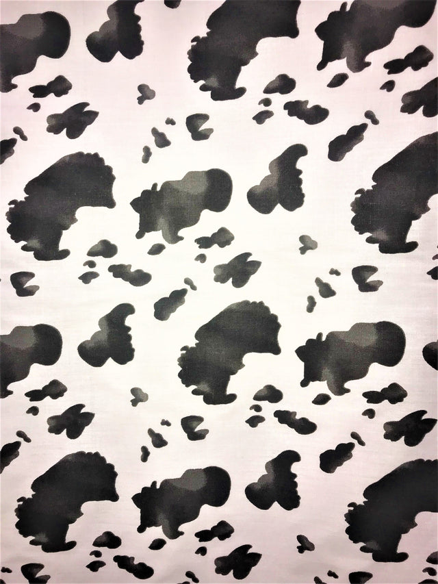 Black Cow Poly Cotton Fabric - Black Cow Print, 59/60" Width (1 Yard)