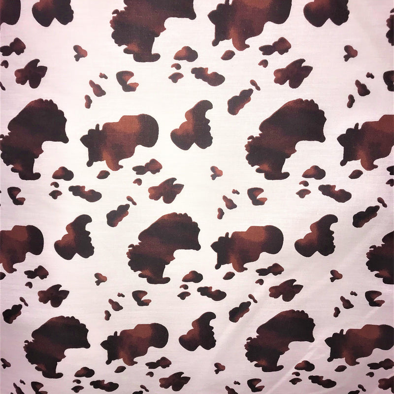 Brown Cow Poly Cotton Fabric - Brown Cow Print, 59/60" Width (1 Yard)
