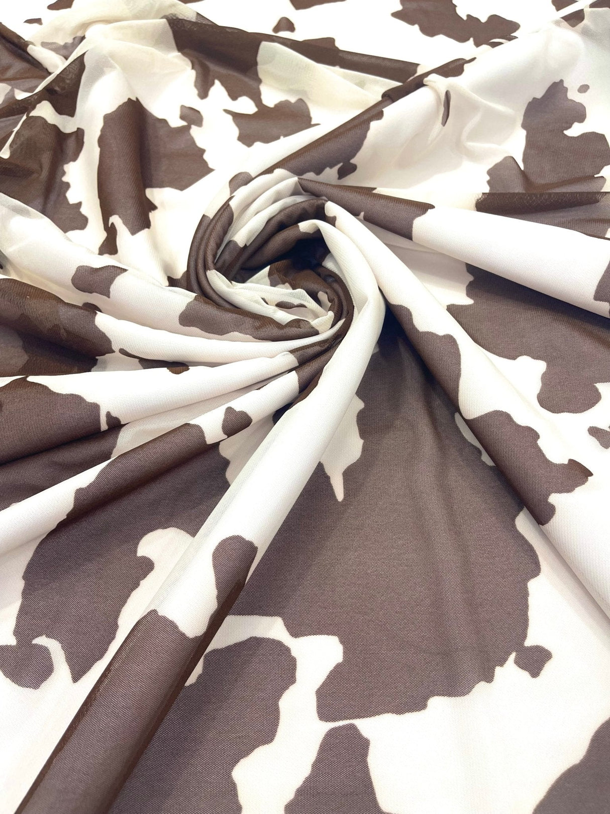 Cow Print Power Mesh Fabric - 4 Way Stretch, Cow Print, 58" Width (1 Yard)