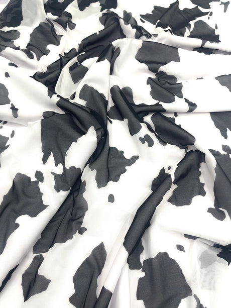 Cow Print Power Mesh Fabric - 4 Way Stretch, Cow Print, 58" Width (1 Yard)