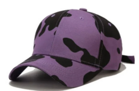Cow Print Caps Cotton Fabric - Purple And Black, Simple Style (1 Cap)