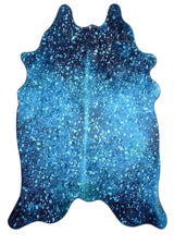 Vegan Metallic Shinny Glow Faux Hide Cowhide Area Rug Carpet - Polyester Fabric - Metallic Yellow, Patchwork Print, 5' X 7' (1 Piece)